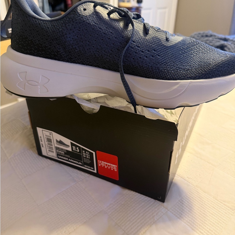 Under Armour Navy and White Athletic Shoes
